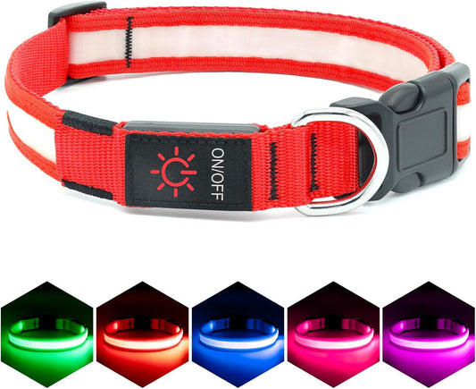 Brighten up your pup's night walks with our adjustable LED Dog Collar! 🌟 USB rechargeable & super safe! 🐾❤️ MJ's Pet Closet