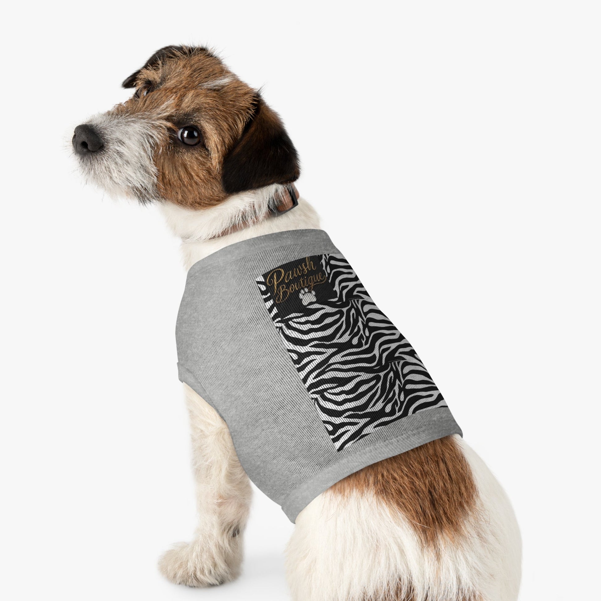 Pawsh Pet Tank Top, Trendy Dog Apparel, Casual Pet Wear, Summer Pet Clothing, Black and White Zebra Design Printify