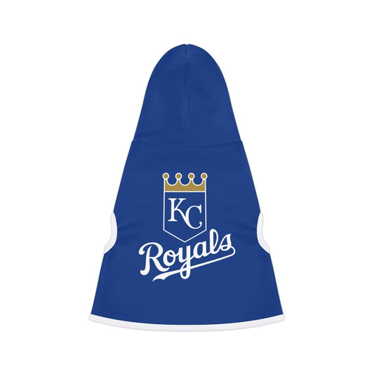 KC Royals Pet Hoodie for Game Day, Dog Apparel, Pet Fashion, Sportswear, Soft Hoodie for Dogs, Blue Pet Outfit Printify