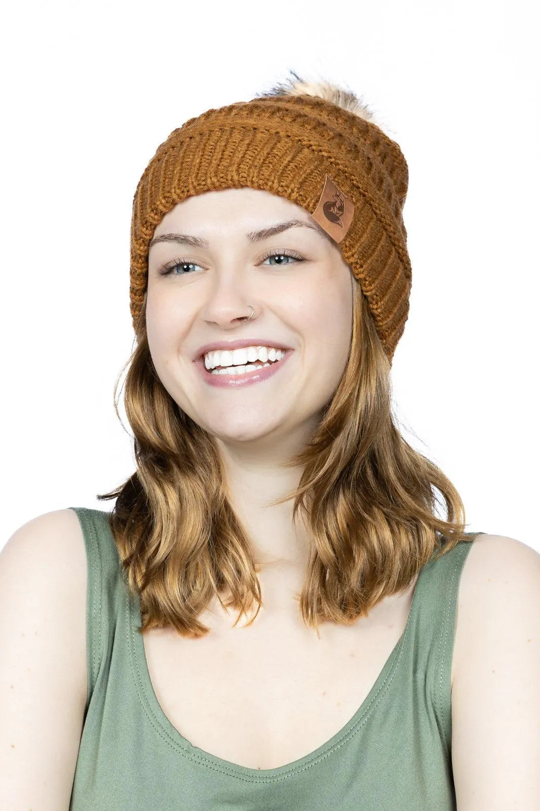 Sequoia Ribbed Knit Hat with Pom Aria the Fox