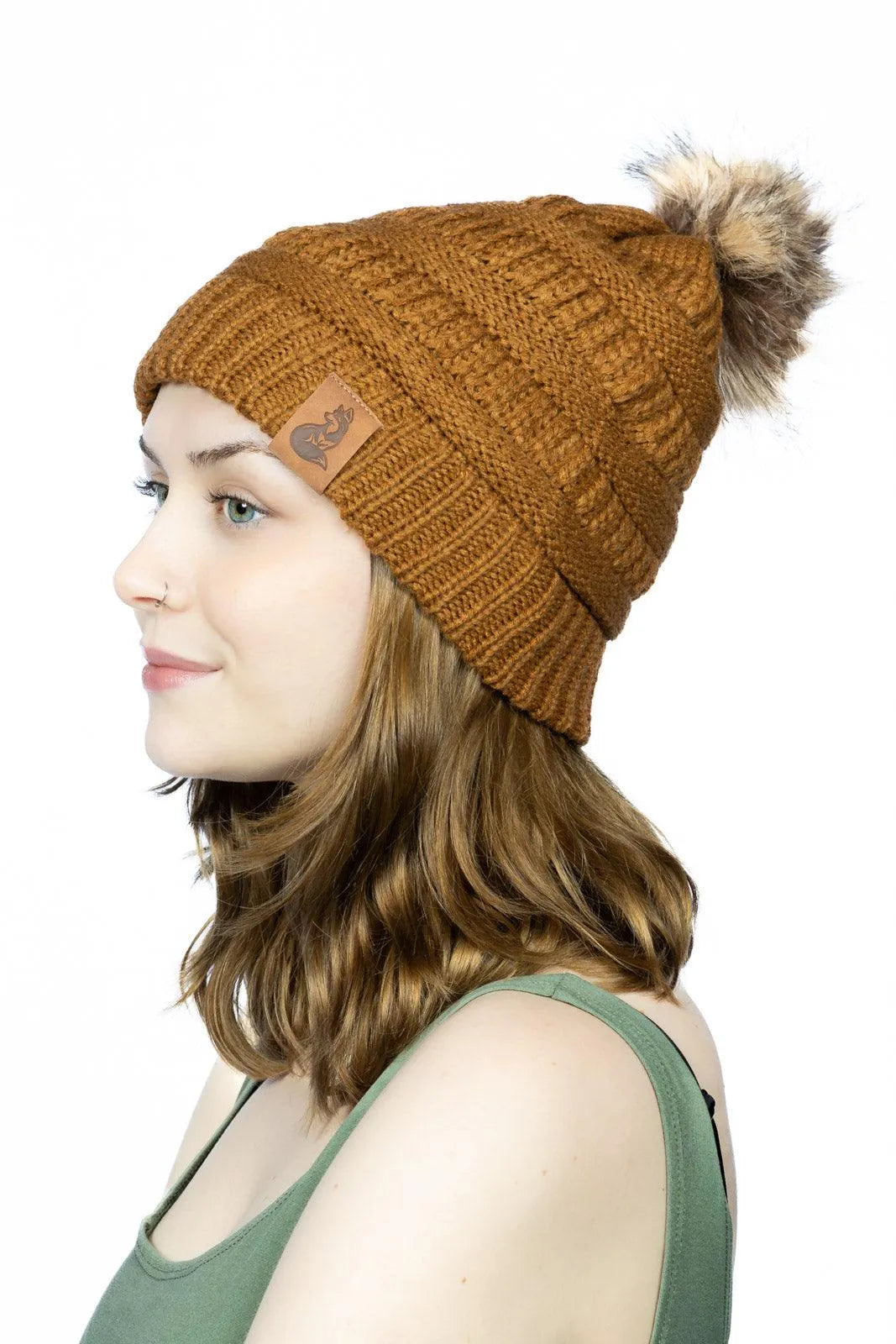 Sequoia Ribbed Knit Hat with Pom Aria the Fox
