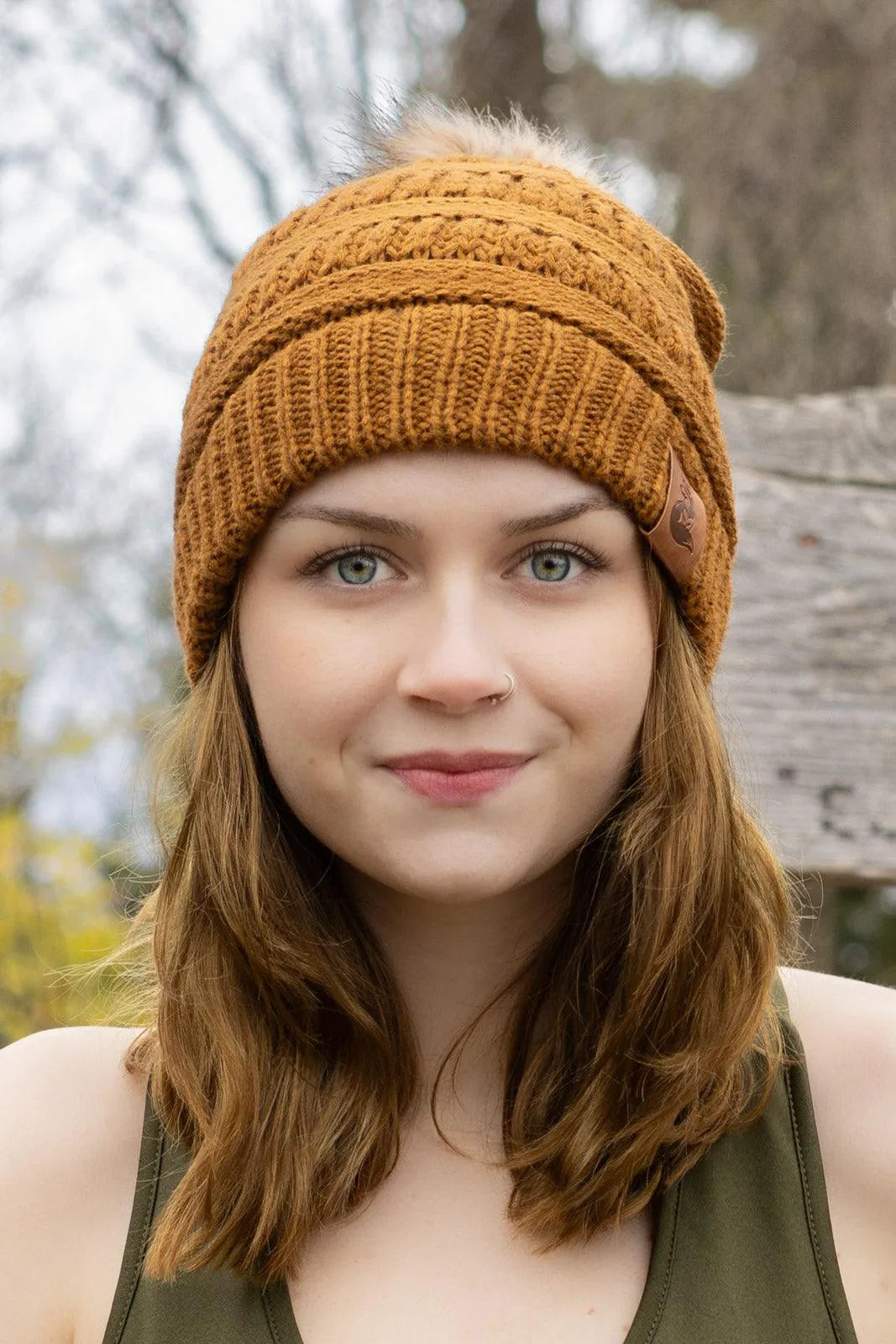 Sequoia Ribbed Knit Hat with Pom Aria the Fox