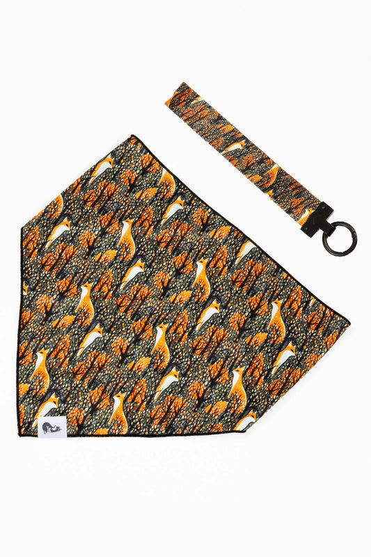 Foxes in Fall Dog Bandana & Matching Keychain Aria the Fox