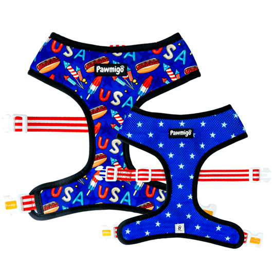 Red, White & Bark Reversible Harness Pawmigo