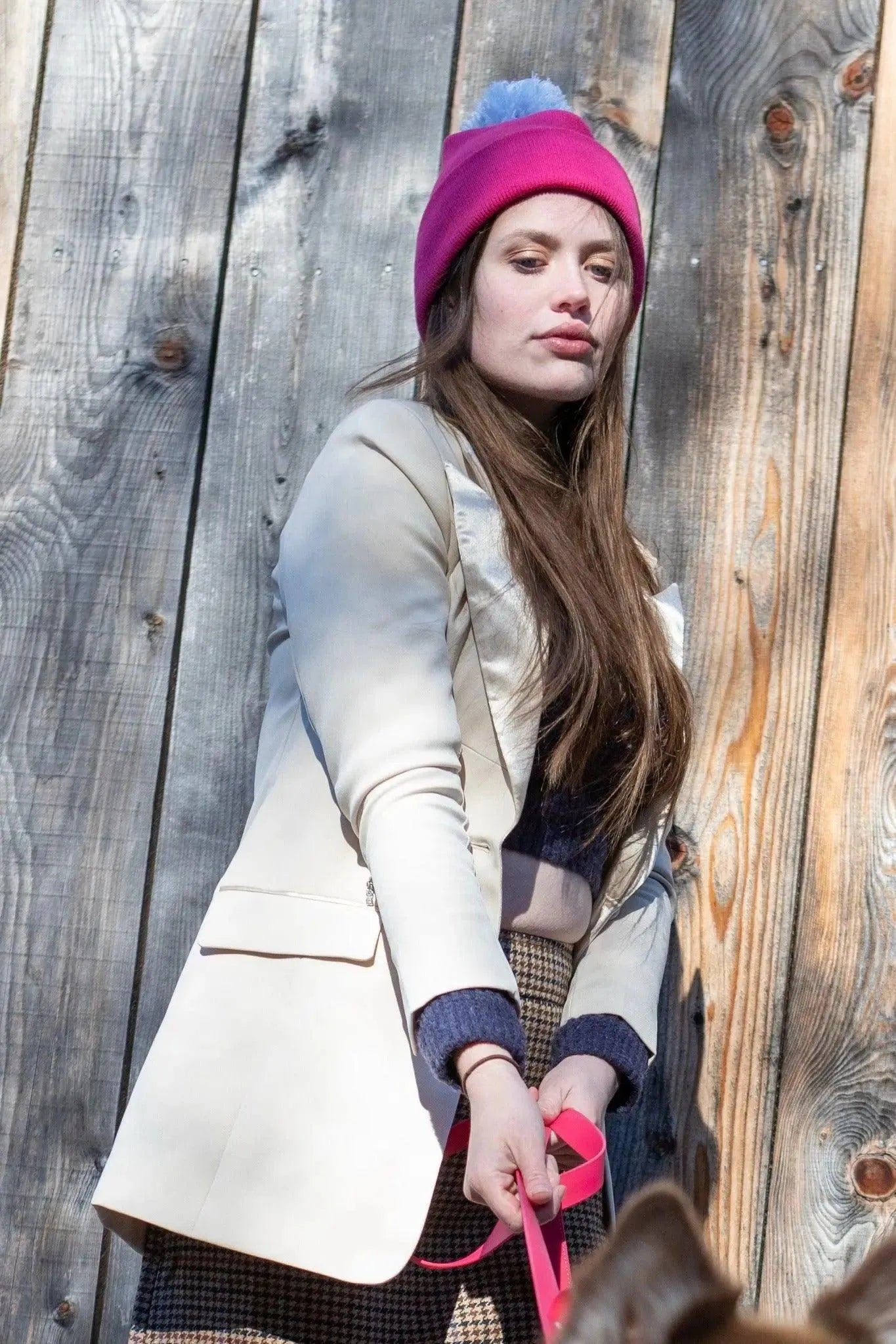 Red Mountain Syrah Winter Hat with Pom Aria the Fox