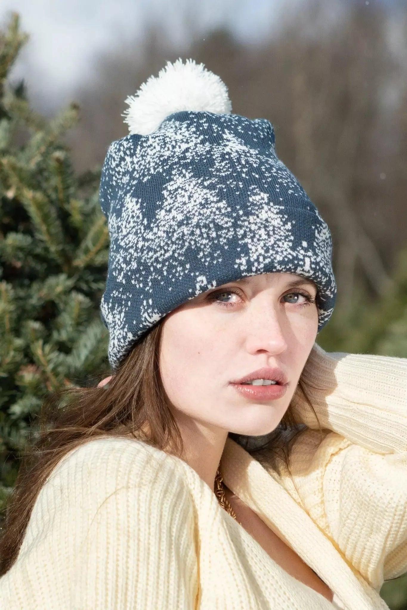 Siberian Spruce Winter Hat with Pom Pom Aria the Fox