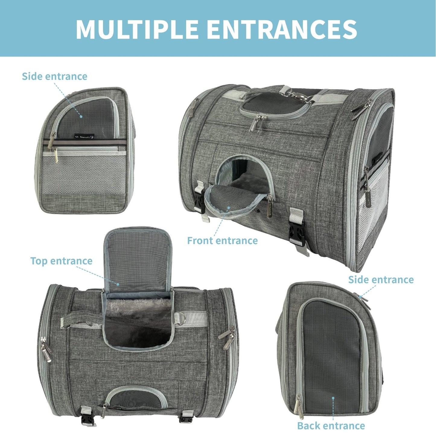 Mr. Peanut's Monterey Series Airline Compliant Horizontal Backpack Pet Carrier Mr. Peanut's Pet Carriers