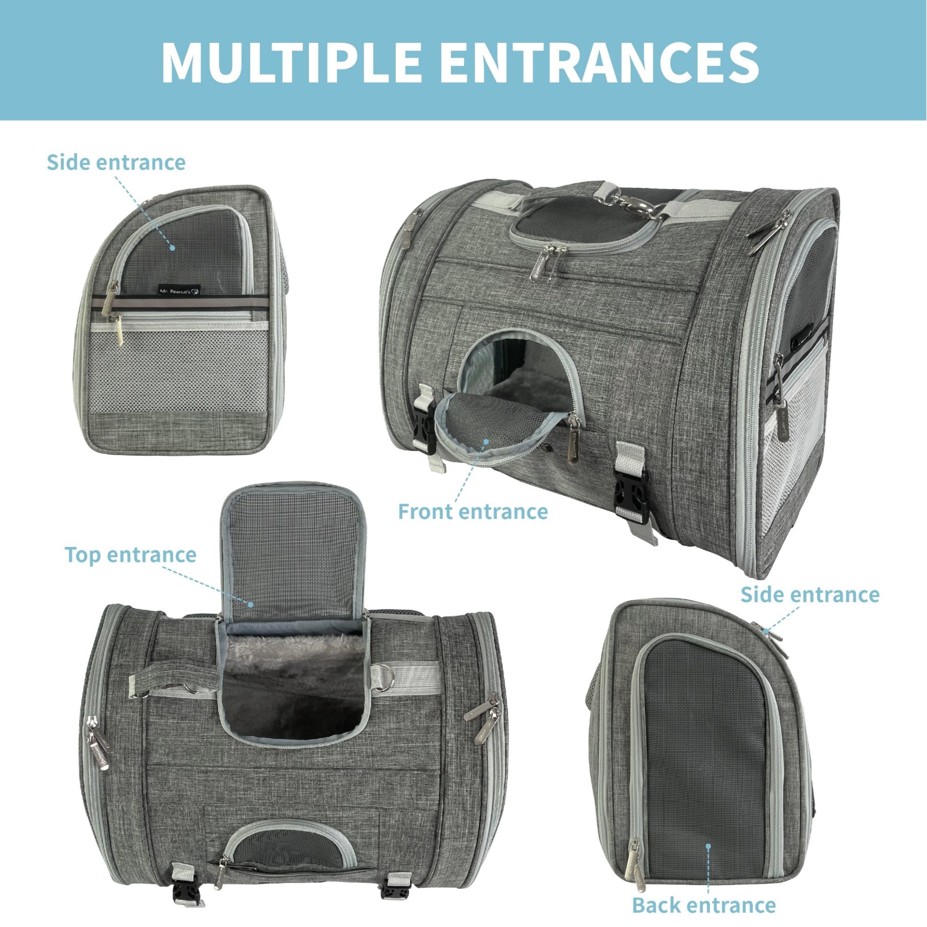 Mr. Peanut's Monterey Series Airline Compliant Horizontal Backpack Pet Carrier Mr. Peanut's Pet Carriers