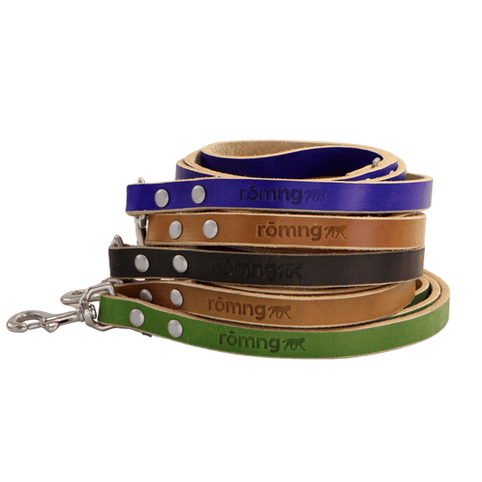 48" Genuine Leather Dog Leashes - Made in USA rōmng